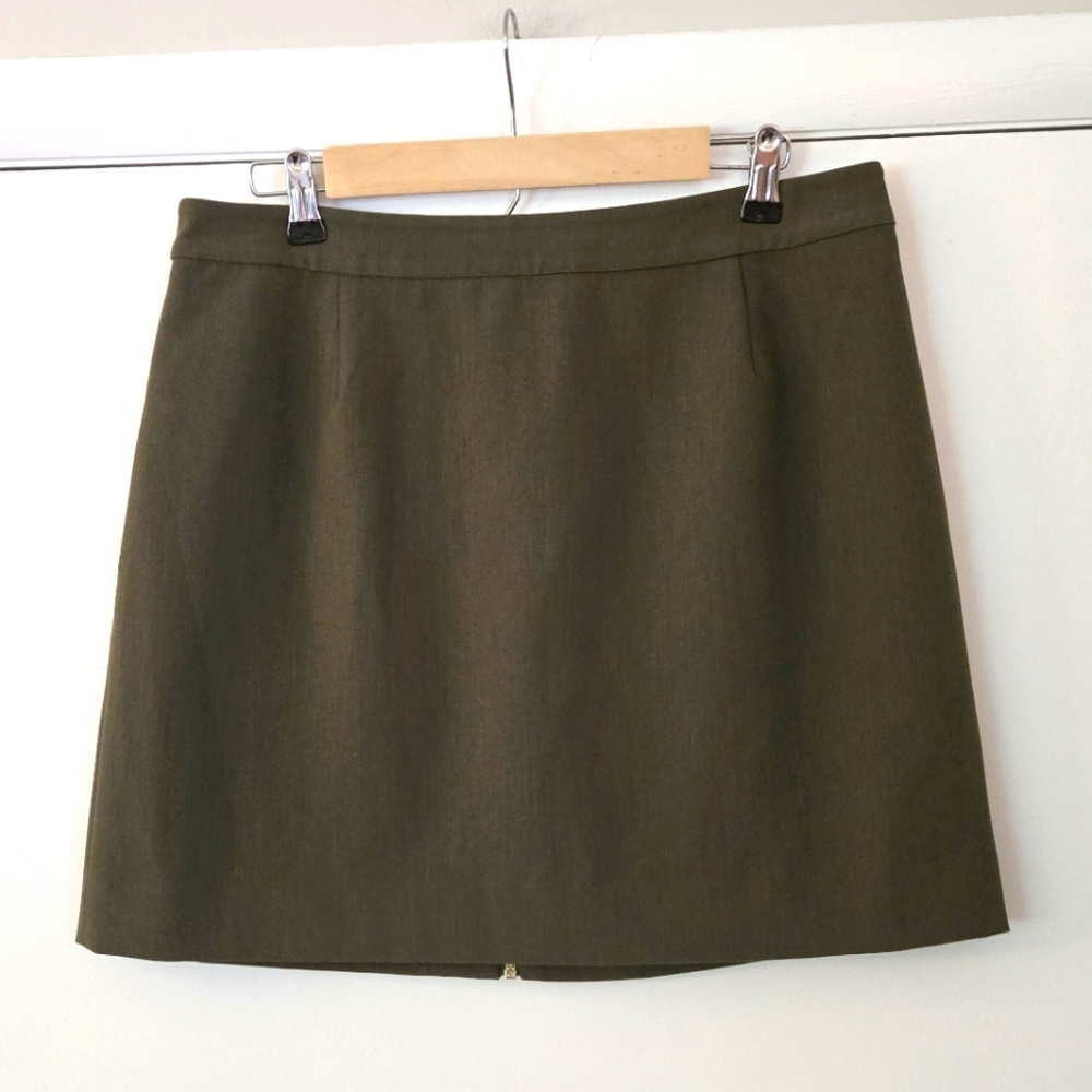 Good American Zipper Back Green Mini Skirt Size 14